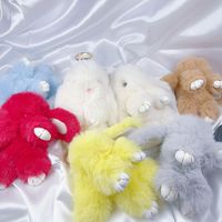 Cute Rabbit Faux Fur Synthetics Plush Easter Bag Pendant Keychain main image 2