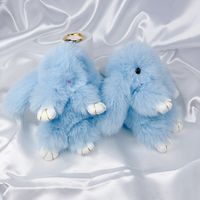 Cute Rabbit Faux Fur Synthetics Plush Easter Bag Pendant Keychain sku image 6