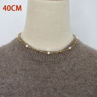 304 Stainless Steel Freshwater Pearl Titanium Steel Gold Plated Simple Style Classic Style Beaded Plating Round Sweater Chain Long Necklace main image 2
