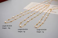 304 Stainless Steel Freshwater Pearl Titanium Steel Gold Plated Simple Style Classic Style Beaded Plating Round Sweater Chain Long Necklace main image 5