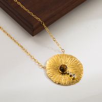 Elegant Retro Simple Style Geometric Stainless Steel Plating Inlay Natural Stone 18k Gold Plated Necklace main image 5