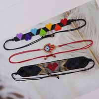 Vintage Style Simple Style Devil's Eye Palm Heart Shape Glass Beaded Knitting Women's Bracelets main image 6