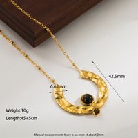 Elegant Retro Simple Style Geometric Stainless Steel Plating Inlay Natural Stone 18k Gold Plated Necklace main image 2