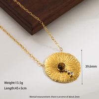 Elegant Retro Simple Style Geometric Stainless Steel Plating Inlay Natural Stone 18k Gold Plated Necklace sku image 2