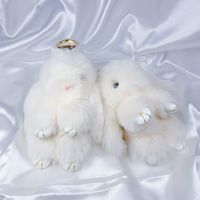 Cute Rabbit Faux Fur Synthetics Plush Easter Bag Pendant Keychain sku image 2