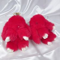 Cute Rabbit Faux Fur Synthetics Plush Easter Bag Pendant Keychain sku image 3