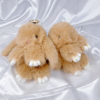Cute Rabbit Faux Fur Synthetics Plush Easter Bag Pendant Keychain sku image 4