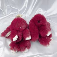 Cute Rabbit Faux Fur Synthetics Plush Easter Bag Pendant Keychain sku image 10