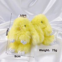 Cute Rabbit Faux Fur Synthetics Plush Easter Bag Pendant Keychain sku image 1