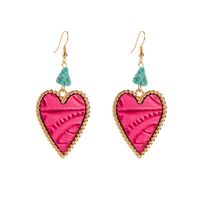 1 Pair Elegant Vintage Style Heart Shape Plating Inlay Alloy Artificial Leather Turquoise Drop Earrings main image 8