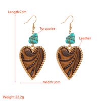 1 Pair Elegant Vintage Style Heart Shape Plating Inlay Alloy Artificial Leather Turquoise Drop Earrings main image 2