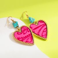 1 Pair Elegant Vintage Style Heart Shape Plating Inlay Alloy Artificial Leather Turquoise Drop Earrings main image 4