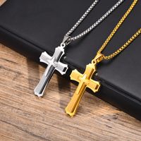 304 Stainless Steel 18K Gold Plated Simple Style Plating Three-dimensional Cross main image 1