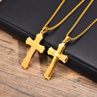 304 Stainless Steel 18K Gold Plated Simple Style Plating Three-dimensional Cross main image 9