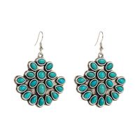 1 Pair Elegant Vintage Style Classic Style Oval Inlay Alloy Turquoise Silver Plated Drop Earrings main image 5
