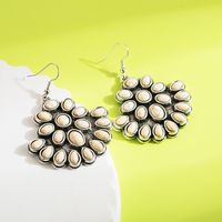 1 Pair Elegant Vintage Style Classic Style Oval Inlay Alloy Turquoise Silver Plated Drop Earrings main image 4