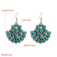 1 Pair Elegant Vintage Style Classic Style Oval Inlay Alloy Turquoise Silver Plated Drop Earrings main image 2