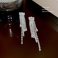 1 Pair Romantic Sweet Simple Style Tassel Inlay Copper Artificial Diamond Drop Earrings main image 3