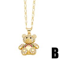 Cute Modern Style Simple Style Little Bear Copper Plating Hollow Out Inlay Pearl Zircon 18k Gold Plated Pendant Necklace main image 6