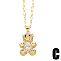 Cute Modern Style Simple Style Little Bear Copper Plating Hollow Out Inlay Pearl Zircon 18k Gold Plated Pendant Necklace main image 7