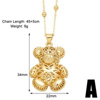 Cute Modern Style Simple Style Little Bear Copper Plating Hollow Out Inlay Pearl Zircon 18k Gold Plated Pendant Necklace sku image 1