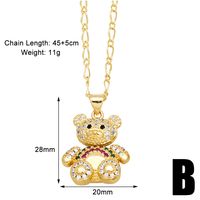 Cute Modern Style Simple Style Little Bear Copper Plating Hollow Out Inlay Pearl Zircon 18k Gold Plated Pendant Necklace sku image 2