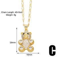 Cute Modern Style Simple Style Little Bear Copper Plating Hollow Out Inlay Pearl Zircon 18k Gold Plated Pendant Necklace sku image 3