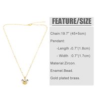 Cute Modern Style Simple Style Little Bear Copper Plating Hollow Out Inlay Pearl Zircon 18k Gold Plated Pendant Necklace main image 2