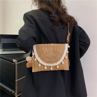 Women's Medium Straw Color Block Classic Style Square Magnetic Buckle Shoulder Bag main image 2