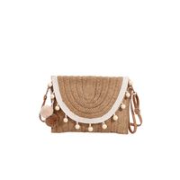 Women's Medium Straw Color Block Classic Style Square Magnetic Buckle Shoulder Bag main image 5