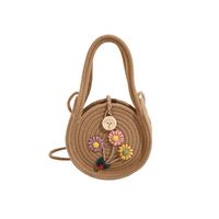 Women's Small Cotton Solid Color Vintage Style Classic Style Round Buckle Straw Bag main image 5