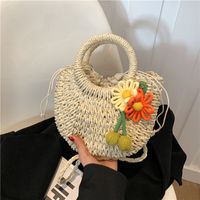 Women's Medium Straw Color Block Vintage Style Classic Style Oval String Straw Bag main image 1