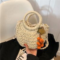 Women's Medium Straw Color Block Vintage Style Classic Style Oval String Straw Bag main image 2