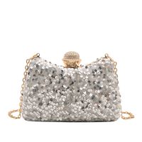 Silver Grey Black Polyester Color Block Square Evening Bags main image 5