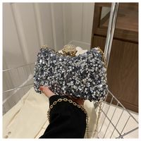 Silver Grey Black Polyester Color Block Square Evening Bags sku image 2