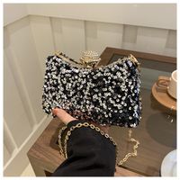 Silver Grey Black Polyester Color Block Square Evening Bags sku image 5