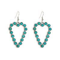 1 Pair Elegant Vintage Style Classic Style Heart Shape Inlay Alloy Turquoise Silver Plated Drop Earrings main image 6