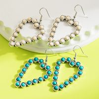 1 Pair Elegant Vintage Style Classic Style Heart Shape Inlay Alloy Turquoise Silver Plated Drop Earrings main image 1