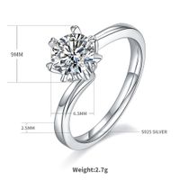 Elegant Simple Style Round Sterling Silver Gra Plating Inlay Moissanite Rhodium Plated Silver Plated Rings main image 2