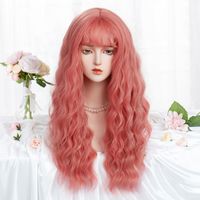 Women's Cute Lolita Pink Casual Holiday Chemical Fiber Bangs Long Curly Hair Wig Net main image 2