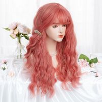 Women's Cute Lolita Pink Casual Holiday Chemical Fiber Bangs Long Curly Hair Wig Net main image 6