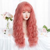 Women's Cute Lolita Pink Casual Holiday Chemical Fiber Bangs Long Curly Hair Wig Net main image 7