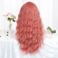 Women's Cute Lolita Pink Casual Holiday Chemical Fiber Bangs Long Curly Hair Wig Net main image 8