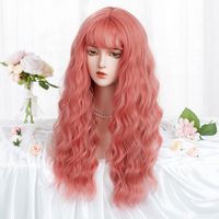 Women's Cute Lolita Pink Casual Holiday Chemical Fiber Bangs Long Curly Hair Wig Net main image 3