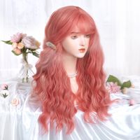 Women's Cute Lolita Pink Casual Holiday Chemical Fiber Bangs Long Curly Hair Wig Net main image 4