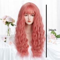 Women's Cute Lolita Pink Casual Holiday Chemical Fiber Bangs Long Curly Hair Wig Net main image 9