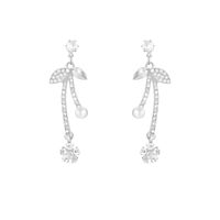 1 Pair Romantic Sweet Simple Style Cherry Inlay Alloy Artificial Pearls Artificial Diamond Drop Earrings main image 6