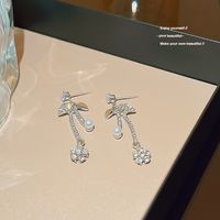 1 Pair Romantic Sweet Simple Style Cherry Inlay Alloy Artificial Pearls Artificial Diamond Drop Earrings main image 1