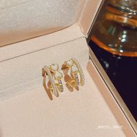 1 Paar Romantisch Süss Einfacher Stil Bogenknoten Inlay Legierung Künstliche Perlen Ohrstecker sku image 1