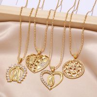Simple Style Heart Shape Copper Plating Inlay Zircon 18k Gold Plated Pendant Necklace main image 1